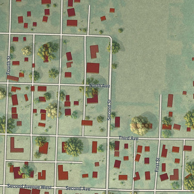 Close-up of the map of Echo, Minnesota print showing street and building detail