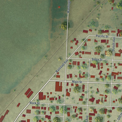 Close-up of the map of Holland, Minnesota print showing street and building detail