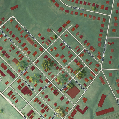 Close-up of the map of Morton, Pennsylvania print showing street and building detail