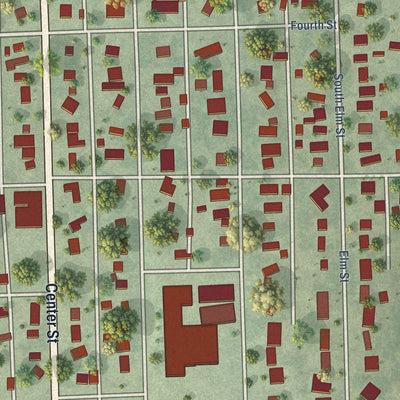 Close-up of the map of Tilden, Nebraska print showing street and building detail