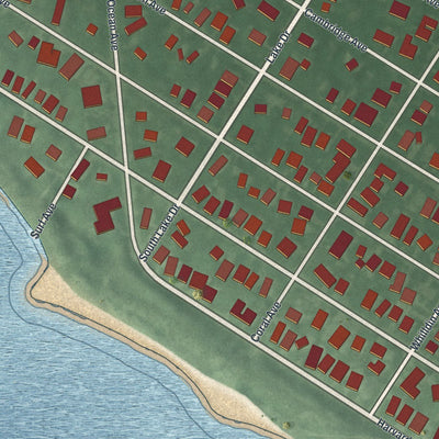 Close-up of the map of Cape May Point, New Jersey print showing street and building detail