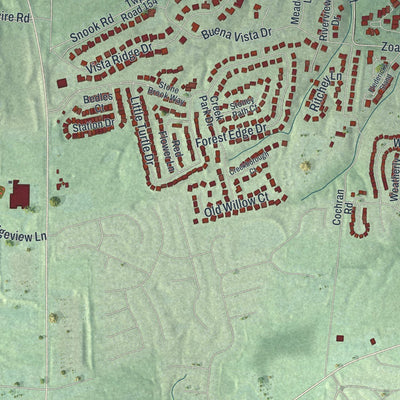Close-up of the map of South Lebanon, Ohio print showing street and building detail