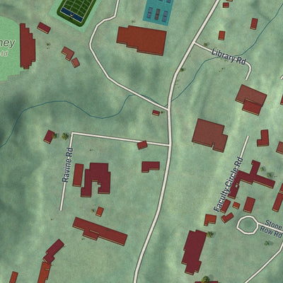 Close-up of the map of Bard College, New York print showing street and building detail