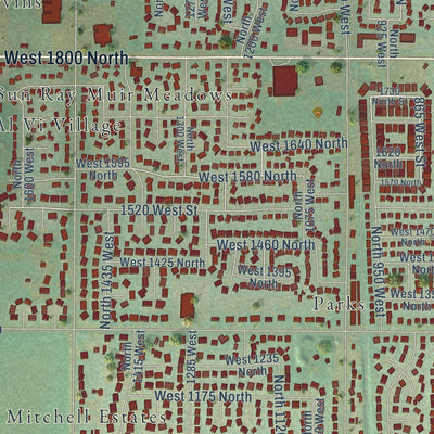 Close-up of the map of Clinton, Utah print showing street and building detail