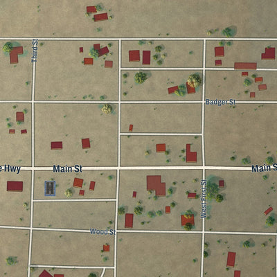 Close-up of the map of Hope, New Mexico print showing street and building detail
