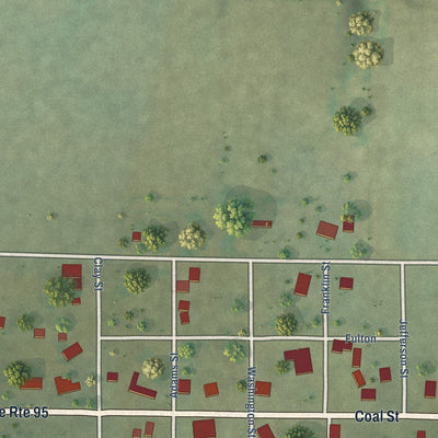 Close-up of the map of Marietta, Illinois print showing street and building detail