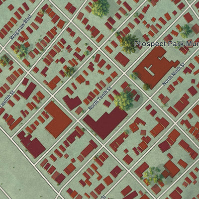 Close-up of the map of Prospect Park, New Jersey print showing street and building detail