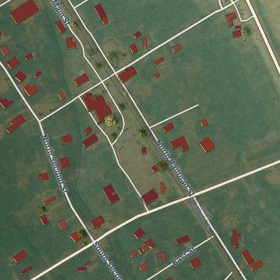 Close-up of the map of Tillar, Arkansas print showing street and building detail