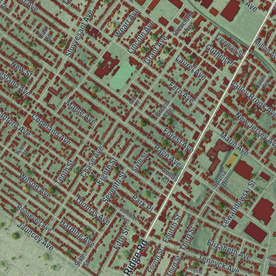 Close-up of the map of Lyndhurst, New Jersey print showing street and building detail