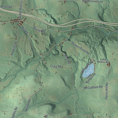 Close-up of the map of Howard, New York print showing street and building detail