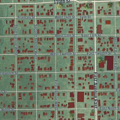 Close-up of the map of Horton, Kansas print showing street and building detail