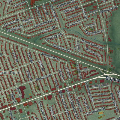 Close-up of the map of Fair Lawn, New Jersey print showing street and building detail
