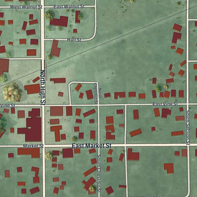 Close-up of the map of La Rue, Ohio print showing street and building detail