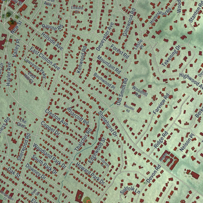 Close-up of the map of Tenafly, New Jersey print showing street and building detail