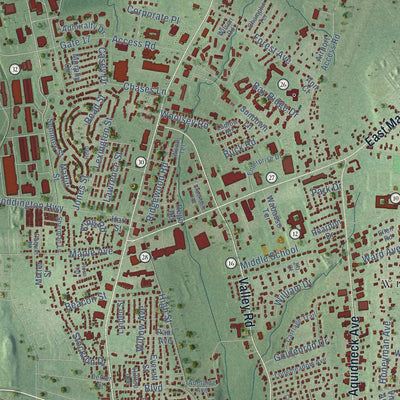 Close-up of the map of Middletown, Rhode Island print showing street and building detail