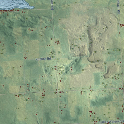 Close-up of the map of Freedom, Michigan print showing street and building detail