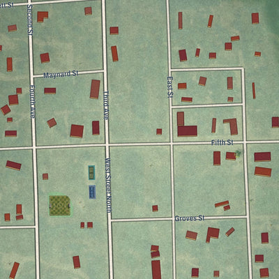 Close-up of the map of Dazey, North Dakota print showing street and building detail