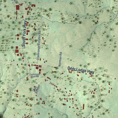 Close-up of the map of Clarkrange, Tennessee print showing street and building detail