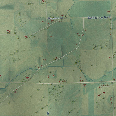 Close-up of the map of Hampden, Wisconsin print showing street and building detail