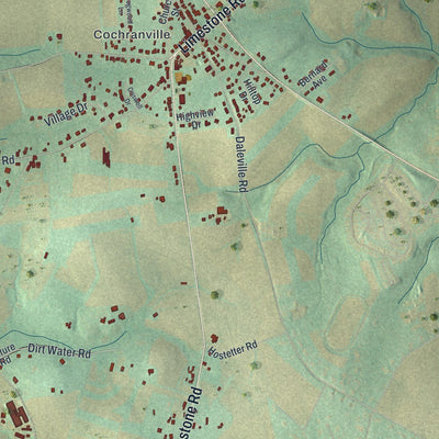 Close-up of the map of West Fallowfield, Chester County, Pennsylvania print showing street and building detail