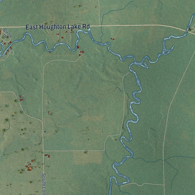 Close-up of the map of Butterfield, Michigan print showing street and building detail