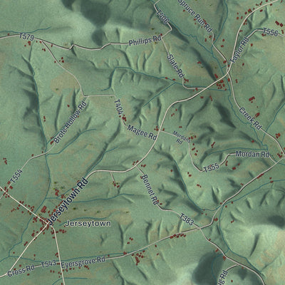Close-up of the map of Madison, Columbia County, Pennsylvania print showing street and building detail
