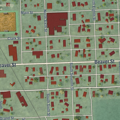 Close-up of the map of St. Edward, Nebraska print showing street and building detail
