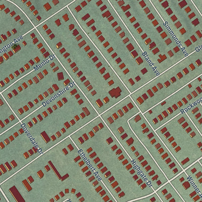Close-up of the map of Glen, Maryland print showing street and building detail