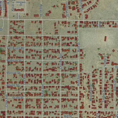 Close-up of the map of Anthony, New Mexico print showing street and building detail