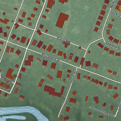 Close-up of the map of the Borough of Pemberton, Burlington County, New Jersey print showing street and building detail