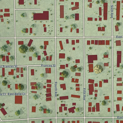 Close-up of the map of Phoenix, Illinois print showing street and building detail