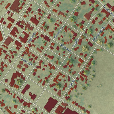 Close-up of the map of Erie, Illinois print showing street and building detail
