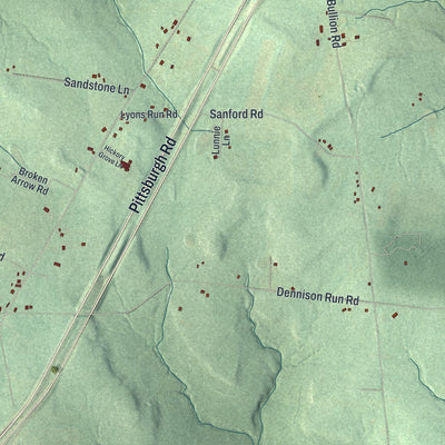 Close-up of the map of Victory, Pennsylvania print showing street and building detail