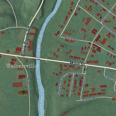 Close-up of the map of Clay City, Kentucky print showing street and building detail