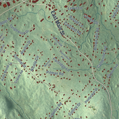 Close-up of the map of Hampstead, New Hampshire print showing street and building detail