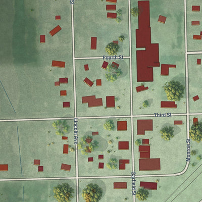 Close-up of the map of Willow Lake, South Dakota print showing street and building detail