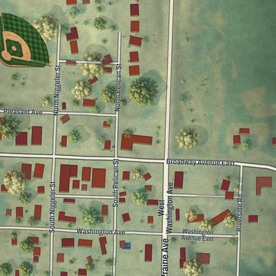 Close-up of the map of Elizabeth, Minnesota print showing street and building detail