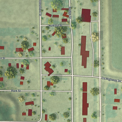 Close-up of the map of Georgetown, Minnesota print showing street and building detail