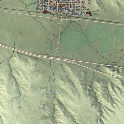 Close-up of the map of Potter, Nebraska print showing street and building detail