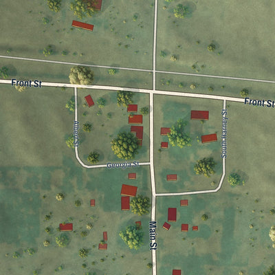 Close-up of the map of Nenzel, Nebraska print showing street and building detail