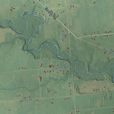 Close-up of the map of Kenockee, Michigan print showing street and building detail