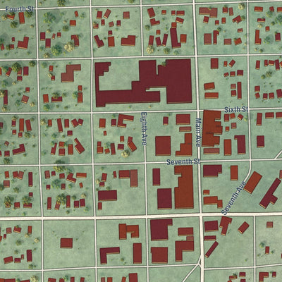 Close-up of the map of Britton, South Dakota print showing street and building detail