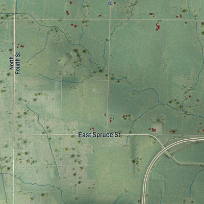 Close-up of the map of Holton, Wisconsin print showing street and building detail