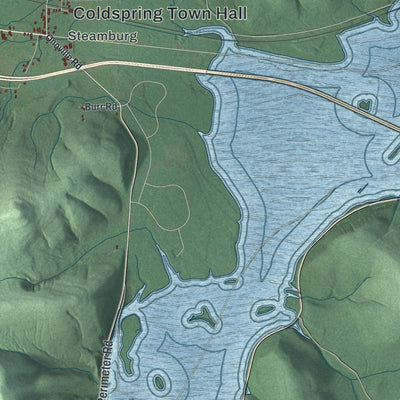 Close-up of the map of Coldspring, New York print showing street and building detail