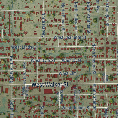 Close-up of the map of Breckenridge, Texas print showing street and building detail