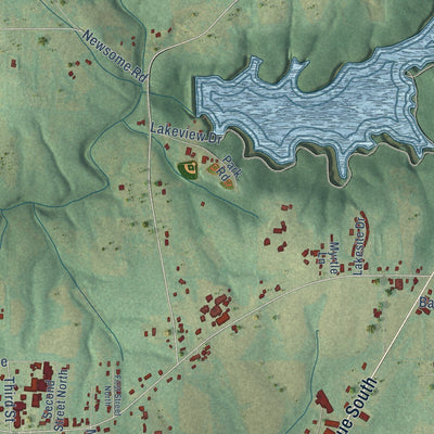 Close-up of the map of Sylvania, Alabama print showing street and building detail