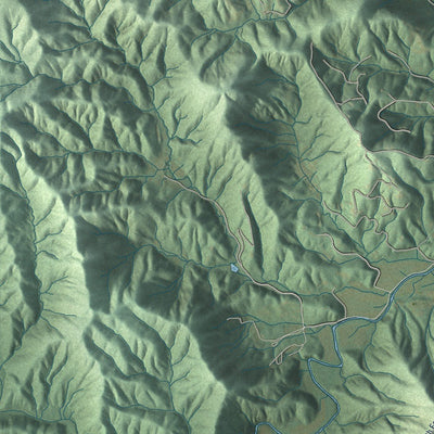 Close-up of the map of Mills River, North Carolina print showing street and building detail