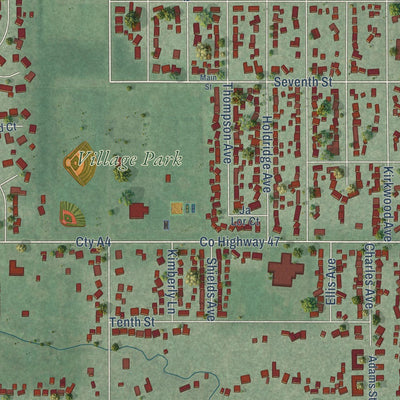Close-up of the map of Winthrop Harbor, Illinois print showing street and building detail