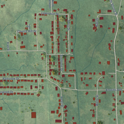 Close-up of the map of Derma, Mississippi print showing street and building detail