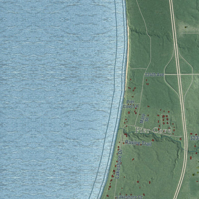 Close-up of the map of Ganges, Michigan print showing street and building detail